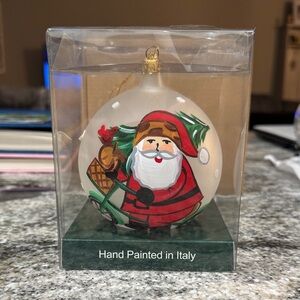Vietri Festive Santa Ornament with Red and Green